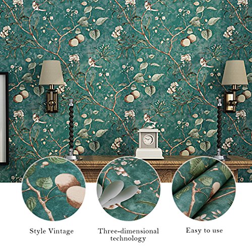 KINLO® Vliestapete Blumen TOP Qualität 10×0.53M Tapete Vlies Modern Tapete Wand für Büro Tapete Muster Papiertapete Retro Fototapete 3d Effekt Wandaufkleber Wasserdicht Wandtapete für Wohnzimmer 2 Jahren Garantie - 2