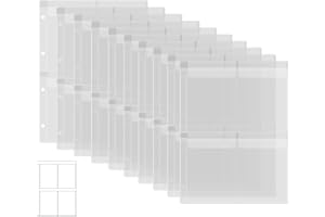 Briartw 10 tasche protettive per pagine con quattro tasche, per raccoglitori a 4 fori formato A4, per fustelle e timbri, impermeabili, in PVC trasparente, per riporre oggetti artigianali, cartoncino