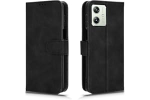 GOKEN Skórzane etui folio do Motorola Moto G54 5G, magnetyczne zamknięcie, pełna ochrona, portfel w stylu książki, etui z klapką z podpórką i przegródkami na karty, obudowa z PU/TPU (czarne)