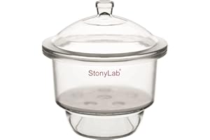 stonylab Essiccatore in Vetro, Essiccatore da Laboratorio con Coperchio Della Manopola e Piastra in Porcellana per Ricerca di Laboratorio, ID:240 mm