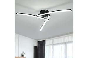 Toolight Plafonnier LED 21W, Luminaire Plafonnier LED Moderne, Plafonnier LED pour Cuisine Salon Chambre Cuisine Couloir, Blanc Froid 6500K, Noir, 68CM