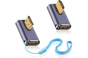 Duttek Adaptador HDMI 90 Grados 8K, Adaptador HDMI de Ángulo Izquierdo y Derecho 48Gbps, Extensor HDMI 2.1 Macho a Hembra Soporte 8K@60hz para Video 3D HDR, Nintendo Switch (Paquete de 2)