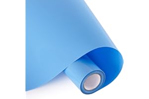 Whaline Heat Transfer Vinyl Set, 12In x 10FT Sky Blue Heat Transfer Paper, Permanent Adhesive HTV Iron On Vinyl, Backed Vinyl Rolls for DIY T-Shirts, Hat, Clothing, Birthdays, Silhouette Cameo