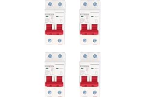 BUACHOIS 4 pezzi Interuptore Magnetotermico,Interruttori di Protezione per Cavi da 1000 V DC 32A 2P, Protezione da Sovraccarico, Interuptore di Sicurezza per Illuminazione Domestica, Impianto Solare Pv