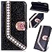 Produktbild Pocket BookStyle Flip für Huawei P30 Pro,Folio Wallet Ledertasche Funkeln Bling Glitzer Diamant Loves Slim Leder Hülle Schutzhülle Scratch Bumper Stand Card Slots Shell Magnetverschluß Etui
