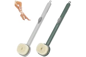 Newatoms Brosse nettoyage massage bain à long manche, épurateur dos, brosse nettoyage massage bain à long manche Home Essential, brosse bain exfoliante, manche allongé (2 pièces C)