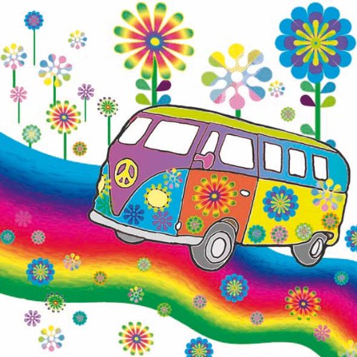 Ambiente Servietten 33x33cm, Motiv: Dolce Vita (VW Bus, 60er Jahre), Packungsinhalt: 20 Stück, Lieferumfang: 2 Packungen á 20Stk.
