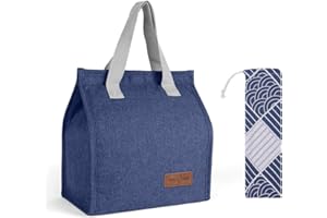 Vicloon Torba na lunch, torba termoizolacyjna na lunch z torbą na sztućce, dla kobiet i mężczyzn, utrzymuje ciepło lub zimno, wodoodporna, do biura szkolnego na kemping piknikowy, granatowy