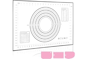 LXUDN Tapis de Cuisson Silicone 70 * 50cm, Antiadhésif, Tapis Silicone Patisserie Avec Marques de Mesure, Plaque Silicone Patisserie Avec Fond Antidérapant(Ferreux+Grattoir)