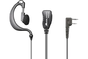 Midland- Micrófono MA21-LKi con Auricular para Walkie Talkie, Conector Kenwood 2 Pines, Conectividad por Cable, Auriculares Supraaurales Airsoft y Seguridad Compatible con G10, G11, G13, CT590S, BR180