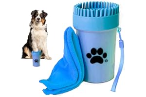 TDL Market Pulitore Zampe per Cani con salvietta in Regalo | Pulisci, Spazzola e Lava Zampe Portatile in Silicone | Taglia M (Blu)