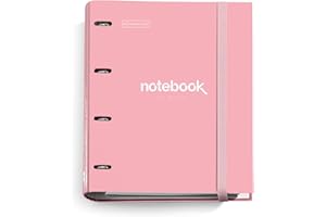 Miquelrius - Raccoglitore a 4 anelli A4 Emotions, 100 fogli a quadretti, Chiusura con elastico per l'uso come materiale scolastico, Copertina rigida in cartone, Colore rosa