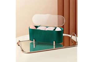 CGBE Rangement Coton Tige, Distributeur de Coton avec Couvercle pour Salle de Bain, 3 Compartiment Support Qtip Boîte Pot Coton Tige Organisateur Maquillage en Plastique