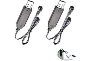 HSTIALVING 2 pièces Câble de Charge de Batterie USB, Câble de Charge Rechargeable avec Indicateur LED pour Jouets Protection Contre Les Surcharges Télécommandés Voitures Réservoirs Camions Trains Bateaux