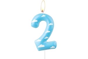 mciskin Toy Birthday Number Candle, Cartoon 2nd Birthday Candles, Blue Sky White Cloud Number 2 Candle for Cake, Story Themed Decotayions, Farm Cake Topper for Girls Boys Birthday Party Suppiles