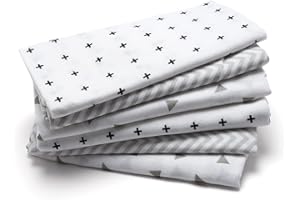 carrés de mousseline de coton organique, Lot de 6, 70 x 70 cm, Qualité supérieure,double tissage