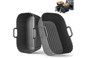 MASGARLAN Airfryer Silikonform 2 Stück für Ninja Dual Zone AF400EU/EUCP AF200EU, COSORI, Juskys, Russell Hobbs, Silikoneinsatz für Heißluftfritteuse 7.6L 8L 8.5L 9L 9.5L, Wiederverwendbares Silikon Zubehör