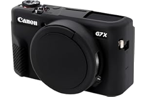 BOVKE Compatible con la Funda Protectora de silicio Blando Canon G7 x Mark II, Funda Protectora de Goma para cámara Digital Canon PowerShot G7 x Mark II, Funda Protectora con Tapa de Lente, Negra