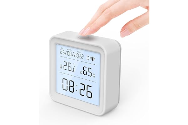 WiFi Thermometre Hygrometre Interieur, Tuya Thermomètre Intérieur Capteur Humidité Avec écran Rétro-éclairé D'enregistrement de Données, Chambre bébé Hygrometre Termometre Maison