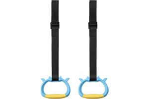 DAWRIS Gymnastics Rings Set with Adjustable Straps Children's Home Exercise Rings Pull Up Rings Bar Home Gym Equipment Strength Training Equipment Gym Rings for Children Physical Training
