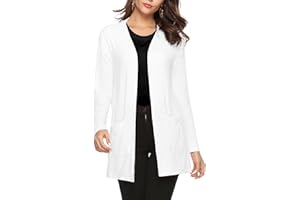 Irevial Cardigan Mujer Largo Elegante Chaqueta Punto Ligero Rebecas Largas Casual con Bolsillos para Primavera Verano