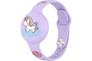Meliya Pulsera para Airtag Impermeable niños,Funda de Correa de Silicona localizador GPS Pulsera para airtag niño Anti-arañazos(Unicornio)