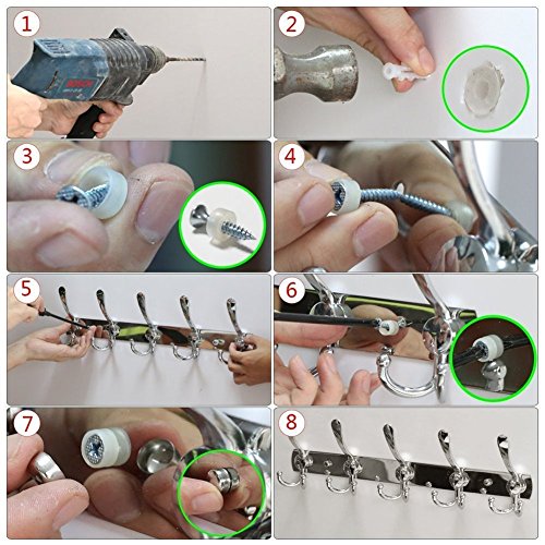 Hakenleiste Kleiderhaken Edelstahl Rostfrei Wandgaderobe Handtuchhaken Wandhaken Bademantelhaken Mantelhaken Bad Haken Handtuchhalter Gebürstet ca. 30kg Belastbar 5 Doppelhaken - 7