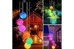 DONGDA Solar Windspiele für Draußen, Solarlampen für Außen Hängend Farbwechsel Windspiel Garten, Wasserdicht Windspiel Solar für Draußen Hängend (Rund)