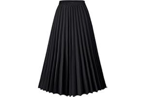 comefohome Womens Leopard Print Skirt Long Maxi Elasticated Waist Pleated A Line Skirts Boho Ladies