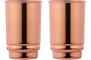 ANCIENTIMPEX Set di 2 bicchieri in puro rame per benefici per la salute dell'Ayurveda - Capacità 350 ml