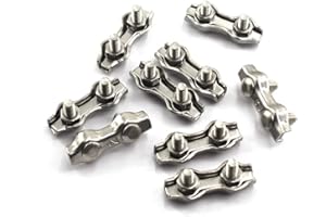 FLOMORE M4 Wire Rope Clip Clamp 304 Stainless Steel Duplex Cable clip （Pack of 10）