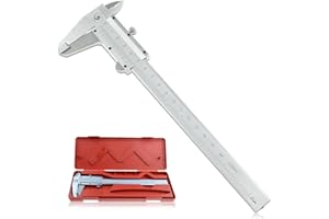 YZMRBDQC Pied à coulisse 150 mm en acier inoxydable - Pied à coulisse analogique - Précision 0,02 mm - Pied à coulisse analogique - Pour la maison et l'industrie - Argenté - Avec vis de blocage