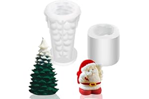 BUYSOW 2 Pezzi Stampi per Candele di Natale 3D, Stampo in Resina per Candele per Albero di Natale e Babbo Natale, Stampo Fai da Te per Decorazioni Natalizie Fatte a Mano per Candele per Aromaterapia