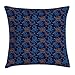 Produktbild Fish Throw Pillow Cushion Cover, Oriental Koi Fish Floral Arrangement Petals and Leaves Doodle Style Animal, Decorative Square Accent Pillow Case, 18 X 18 inches, Royal Blue Aqua Orange