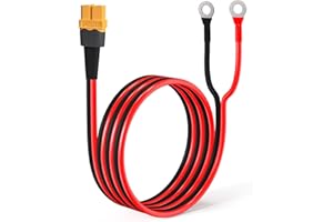 ELFCULB 10AWG 5FT O Ring Terminal to XT60 Female Cable, XT60 to Ring Terminal Cable, Compatible with LiFePO4, AGM, Deep-Cycle, and EV Lead-Acid Batteries with M8 Terminals (1.5M)