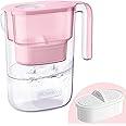 (Pink) - Waterdrop De-Lovely 5-Cup Water Filter Pitcher with 1 Filter, Long-Lasting ( 757.1ls), 5X Times Lifetime Filtration Jug, Reduces Lead, Fluoride, Chlorine and More, BPA Free, Pink
