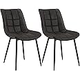 WOLTU Dining Chairs Set of 2 pcs Kitchen Counter Chairs Lounge Leisure Living Room Corner Chairs Anthracite Faux Leather Reception Chairs with Backrest and Padded Seat