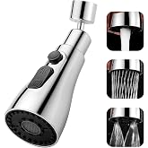 SHAMLILA 360° Rotating Kitchen Tap Extender, Flexible Faucet Attachment with 2/3 Mode Spray Head, Universal Splash Filter Aer
