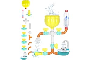 Gemokrt jouet de bain bebe, 14 Pcs Jouet de Bain Cascade Interactif, Plug & Play Jouet Bain Enfant pour Bébé à Ventouser, Jouet pour Le Bain Bebe Cadeau Parfait pour Les Tout-Petits de 2 3 4 5 6 + ans