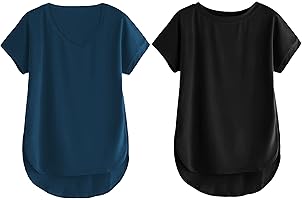 Fabricorn Combo of Cotton V-Neck and Round Neck Up Down Short Sleeve Tshirt for Women (Pack of 2)