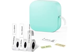 ‎COLORWING COLORWING Q30 Bluetooth Label Printer, Label Maker, Self-Adhesive Compatible with iOS Android, Portable Mini Labelling Device for Home, Office, School, Labelling (Green)