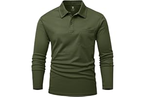 YSENTO Herren Poloshirts Langarm Golfshirts Schnelltrocknend Atmungsaktiv Outdoor Funktionell Tennis Arbeit Casual Polo T-Shirts Tops mit Brillenhalter