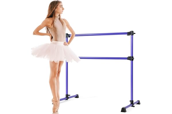 GOPLUS Double Barre de Danse Classique, Barre Hauteur Réglable 20-119CM et Amovible pour Ballet, Gymnastique, Streching, Charge Max 50KG, 120 x 71 x 20-119CM