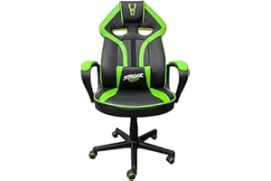 Woxter Stinger Station Alien Grün - Gaming stuhl (Stahlachse, Aufstieg (Gaskolbenklasse 4), ergonomische, gesteppte Armlehnen, verstellbare Höhe, Anti-Bummel-Räder und Lendenkissen)