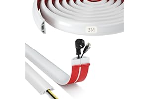 MAUDZLAN Cable Trunking Cover Wire Trunking 3M Length Cable Conduit Trunking for Wires Self Adhesive Cable Tidy Animal Proof Outdoor Office Home Factories Garages Flexible Wires Hider for Floor Wall (White)