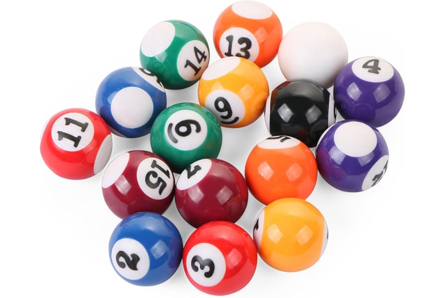 EVERMARKET 16-Piece Mini Billiard Balls Set – 25mm (0.98") Small Pool Balls for Table Games, Travel & Family Fun