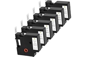 6x Yuanqimm Compatible for Dymo D1 Label Tape 45013 45013s S0720530 12mm x 7m Black on White Tape for Dymo LabelManager 160 210D 360D 280 420P 500TS PNP Labelpoint 250 100 150 Labelwriter 450 DUO