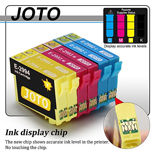 JOTO 29XL Cartuchos de tinta Epson 29XL 29  4 Negro 2 Cian 2 Magenta 2 Amarillo  Alta Capacidad Compatible con Epson Expression Home XP-342 XP-332 XP-345 XP-442 XP-445 XP-432 XP-247 XP-335 XP-235 XP-245 XP-435 XP-330 XP-430