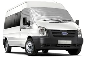 Soekodu Cubierta del Parabrisas Compatible con Ford Transit Van MK7 2006-2013, Parasol de Ventana Delantera, 100% Opaco, Bloquea Los Rayos UV, Protector de Parabrisas Delantera Resistente Intemperie