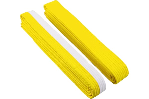 heavenlife 2 st 260 cm Karate-bä , Kampsport Taekwondo Bälten, Bomull Karate Bä för Barn Vuxna, Judo och Taekwondo, Professionell Taekwondo Bä Gul, Gul, vit och gul, 32,5x4x4,8 cm